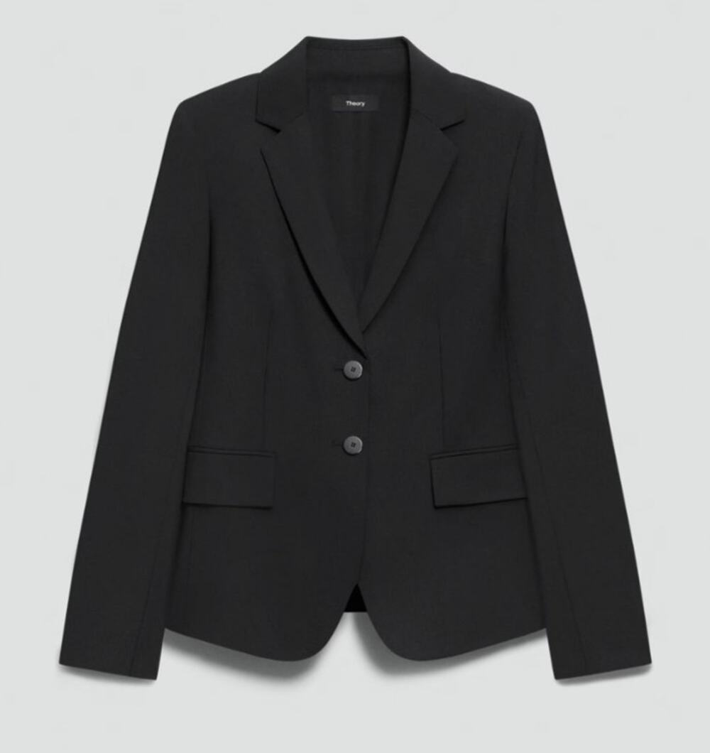 Theory Carissa Blazer Black Good Wool 96% Wool Stretch Navy Size 10 Medium